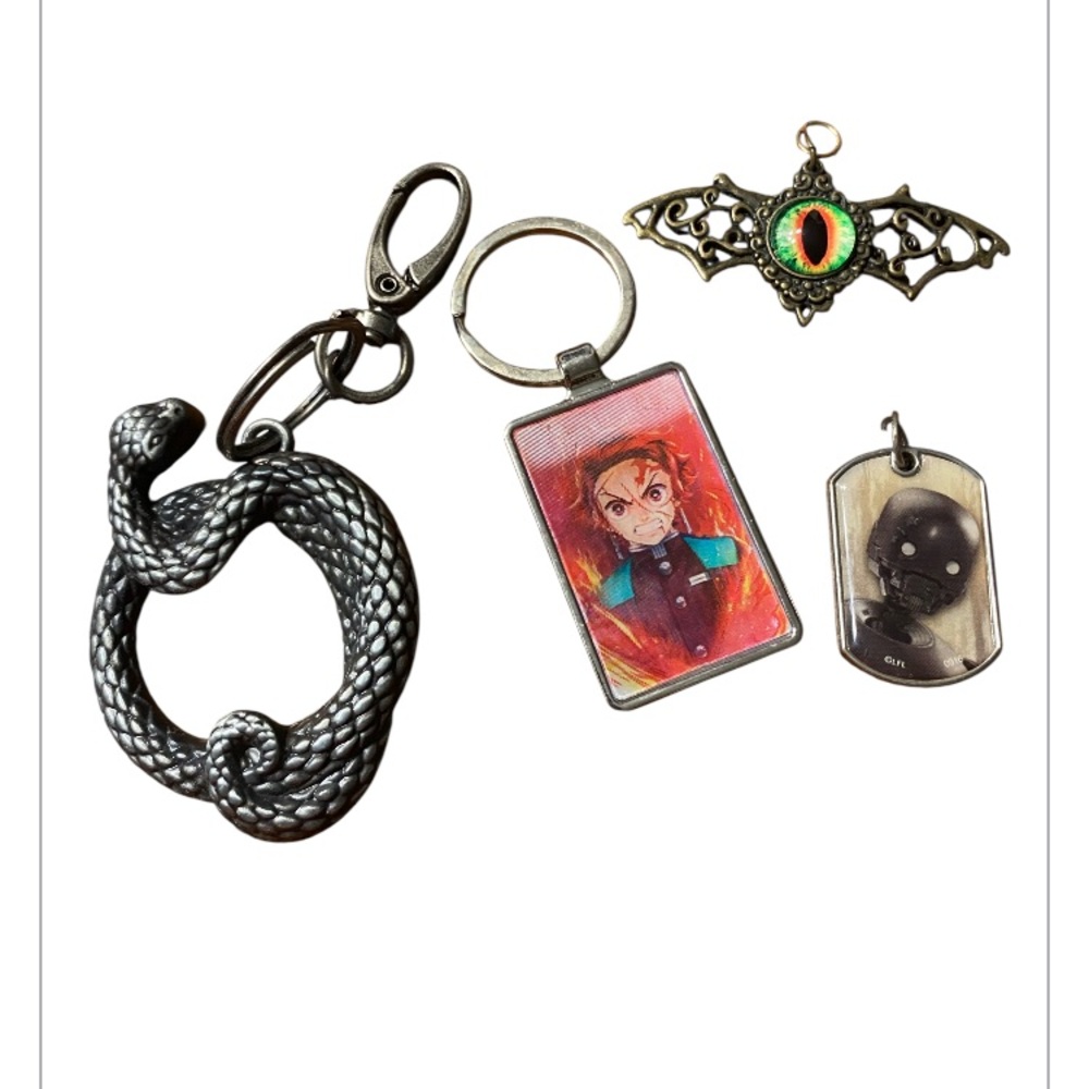 Unique Keychain Set. Harry Potter, Star Wars, Demon slayer, evil eye.